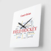 Personalize, Field Hockey Coach Vielen Dank in Wor Quadratische Wanduhr (Winkel)