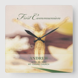 Personalize, First Communitygratulation Quadratische Wanduhr