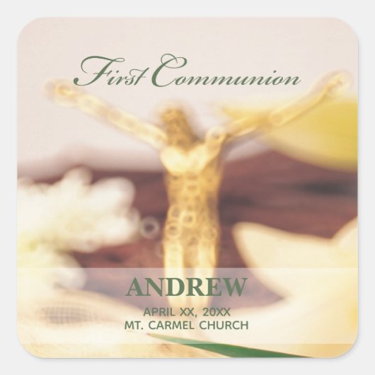 Personalize, First Communitygratulation Quadratischer Aufkleber (Vorderseite)