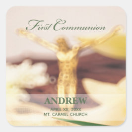 Personalize, First Communitygratulation Quadratischer Aufkleber