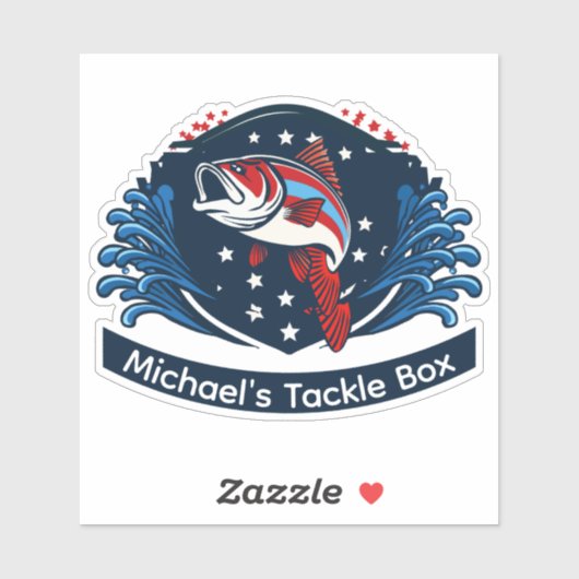 Personalize fishing gear with this patriotic bass  aufkleber (Blatt)