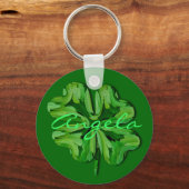 (Personalize)Four Leaf Clover with Name Schlüsselanhänger (Vorderseite)