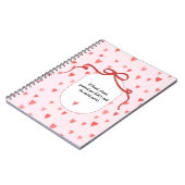 PERSONALIZE French Ribbon Hearts Pattern Notebook Notizblock (Linke Seite)