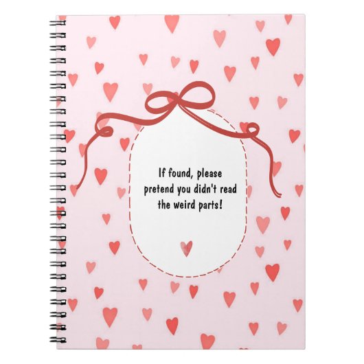 PERSONALIZE French Ribbon Hearts Pattern Notebook Notizblock (Vorderseite)