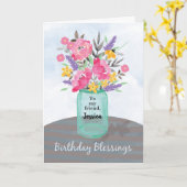 Personalize Friend Name Birthday Blessings Jar Karte (Gelbe Blume)