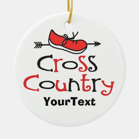 PERSONALIZE Funny Cross Country Runner ©Shoshoe Ar Keramik Ornament (Vorne)