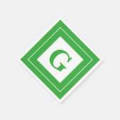 Personalize: Geometric Minimalistisch Green Initia Serviette (Ecke)