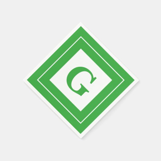 Personalize: Geometric Minimalistisch Green Initia Serviette (Ecke)