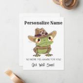Personalize Get Well Cowboy Frog Western Yew Haw Mitteilungskarte (Vorderseite/Rückseite Beispiel)