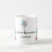 Personalize Girl Gnome Pink Blue Birthday Candle Kaffeetasse (Mittel)