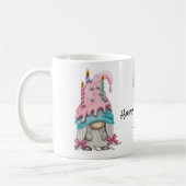 Personalize Girl Gnome Pink Blue Birthday Candle Kaffeetasse (Links)