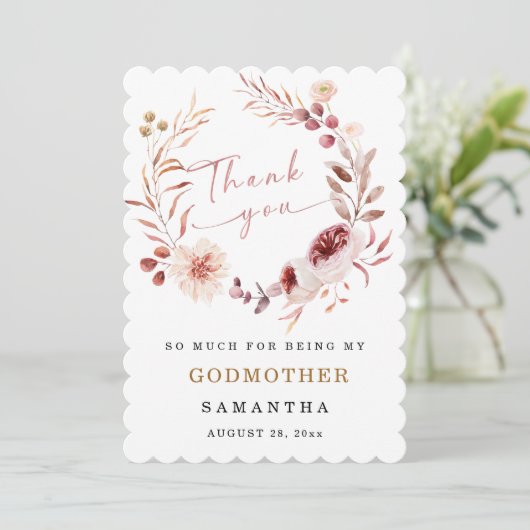 Personalize Godmutter Dankeschön Karte (Stehend Vorderseite)