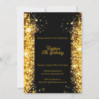 Personalize Gold Glitzer Geburtstagseinladung Einladung