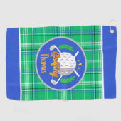 Personalize Golf Green Plaid Golfhandtuch (Horizontal)