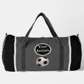 Personalize Gray Black Soccer Ball Duffle Bag (Vorderseite)
