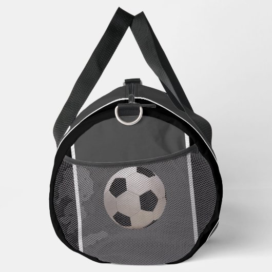 Personalize Gray Black Soccer Ball Duffle Bag (Rechts)