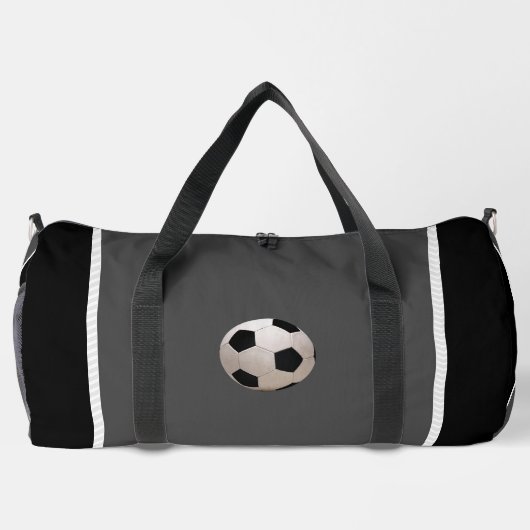 Personalize Gray Black Soccer Ball Duffle Bag (Rückseite)