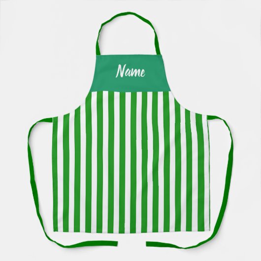 Personalize Green Stripe Kitchen Chef  Schürze (Vorderseite)