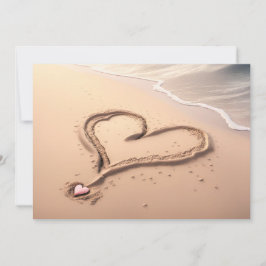 Personalize Greeting Card Beach Heart Feiertagskarte