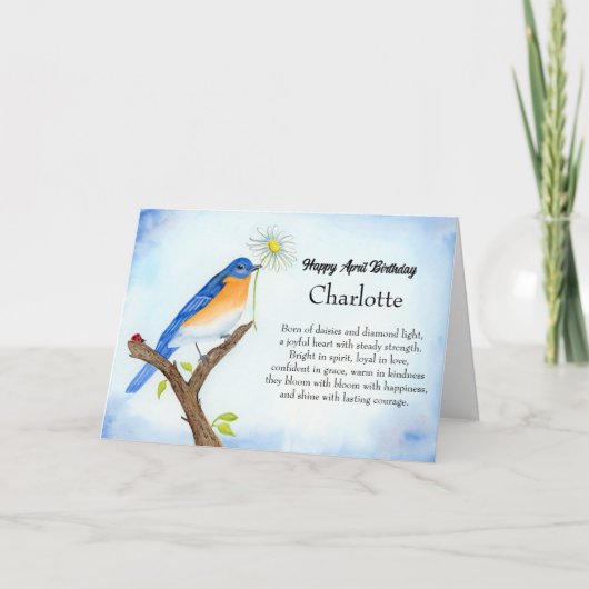 Personalize Happy April Birthday with Bluebird Karte (Vorderseite)