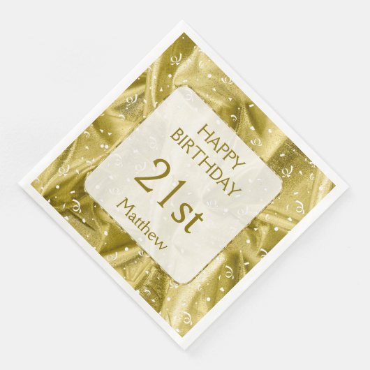 Personalize: "Happy Birthday" Gold Textured Serviette (Ecke)