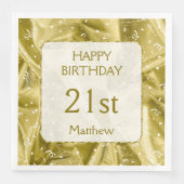 Personalize: "Happy Birthday" Gold Textured Serviette (Vorderseite)