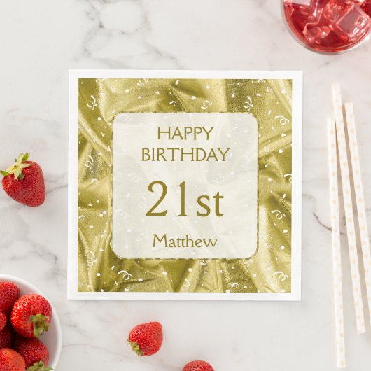 Personalize: "Happy Birthday" Gold Textured Serviette (Beispiel)