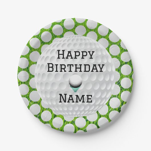 Personalize Happy Brithday Golf Designed Pappteller (Vorderseite)
