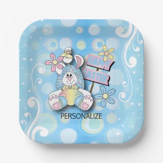 Personalize - Happy Bunny Easter  Pappteller (Vorderseite)