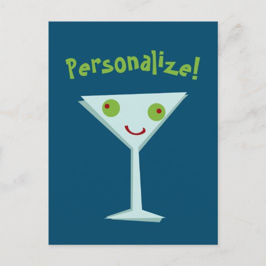Personalize Happy Martini Postkarte (Vorderseite)
