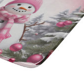 Personalize: Happy Pink Scarf Xmas Snowman Schneidebrett (Ecke)