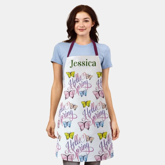 Personalize Hello The Spring Blume Schürze (Getragen)