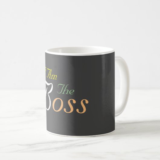 Personalize I is the Boss Light Gray Kaffeetasse (VorderseiteRechts)