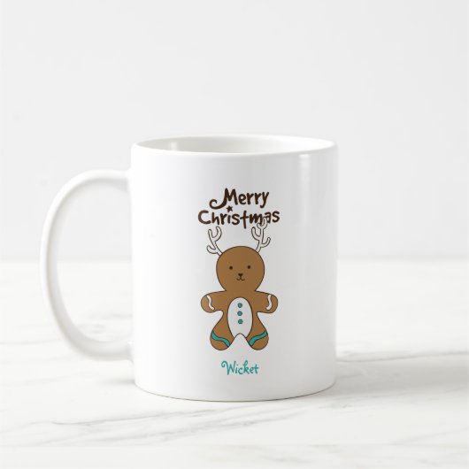 Personalize-it Christmas Deer Bär Gingerbread Man Kaffeetasse (Links)