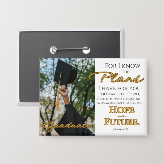 Personalize Jeremiah 29:11 Grad Cap Scripture Button (Vorderseite/Rückseite)
