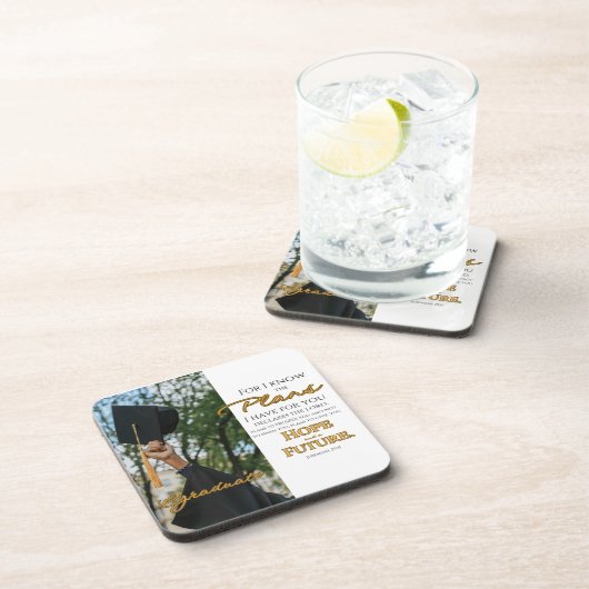 Personalize Jeremiah 29:11 Grad Cap Scripture Getränkeuntersetzer (Rechte Seite)