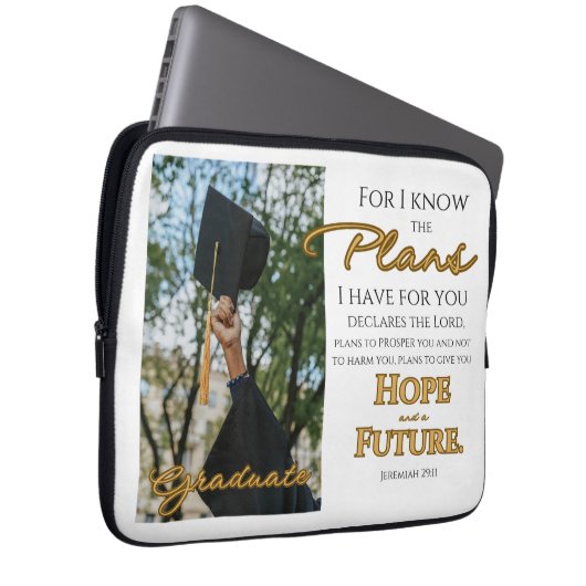 Personalize Jeremiah 29:11 Grad Cap Scripture Laptopschutzhülle (Vorne Rechts)