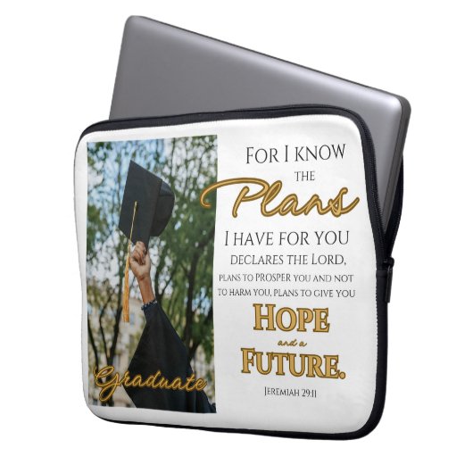 Personalize Jeremiah 29:11 Grad Cap Scripture Laptopschutzhülle (Vorderseite Links)