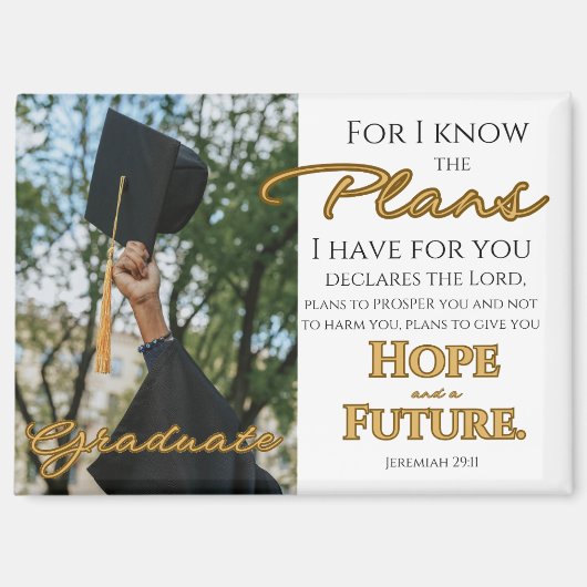 Personalize Jeremiah 29:11 Grad Cap Scripture Magnet (Vorderseite)