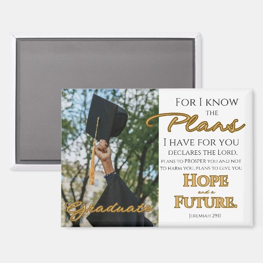 Personalize Jeremiah 29:11 Grad Cap Scripture Magnet (Vorderseite/Rückseite)