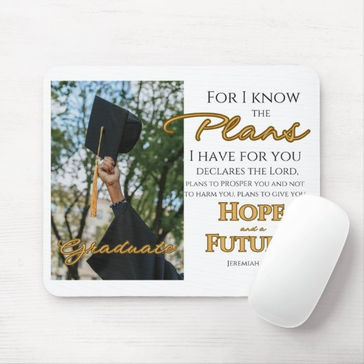 Personalize Jeremiah 29:11 Grad Cap Scripture Mousepad (Mit Mouse)