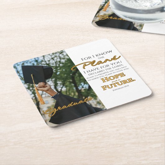 Personalize Jeremiah 29:11 Grad Cap Scripture Rechteckiger Pappuntersetzer (angewinkelt)