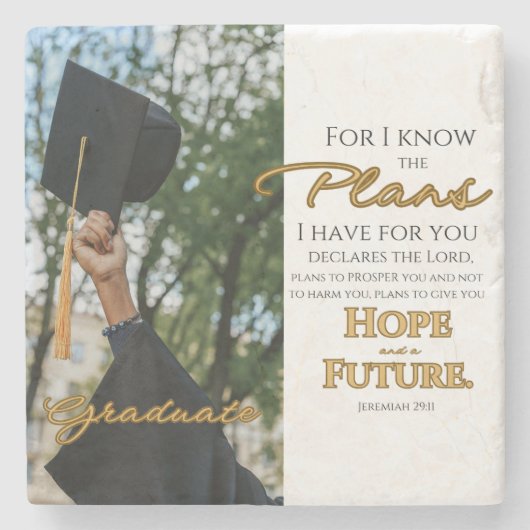 Personalize Jeremiah 29:11 Grad Cap Scripture Steinuntersetzer (Vorderseite)