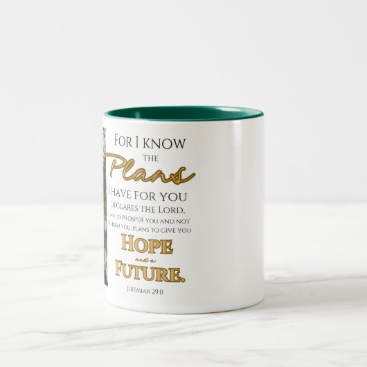Personalize Jeremiah 29:11 Grad Cap Scripture Zweifarbige Tasse (Mittel)