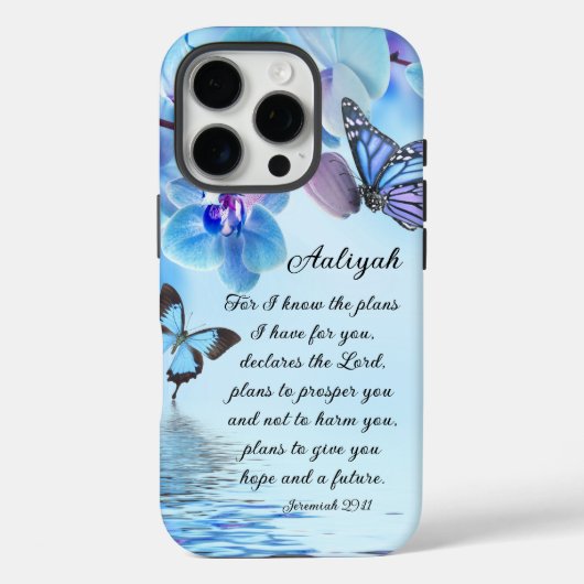 Personalize Jeremiah 29:11 Orchids Butterfly Bibel Case-Mate iPhone Hülle (Rückseite)