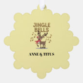 Personalize Jingle Bells Singing Reindeer Ornament Karte (Rückseite)