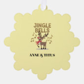 Personalize Jingle Bells Singing Reindeer Ornament Karte (Vorderseite)
