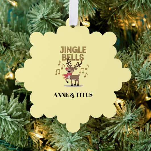 Personalize Jingle Bells Singing Reindeer Ornament Karte (Insitu (Baum))