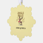 Personalize Jingle Bells Singing Reindeer Ornament Karte (Linke Ecke)