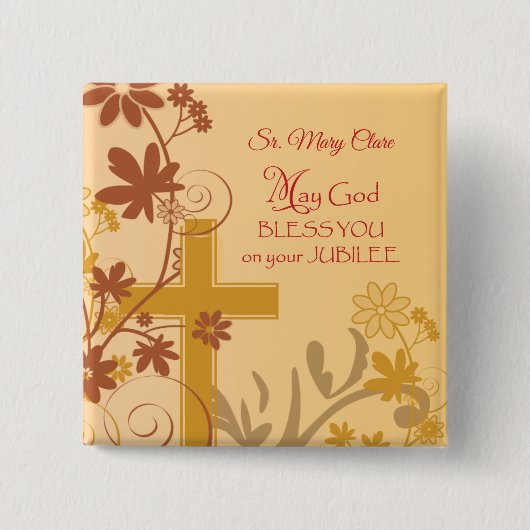 Personalize, Jubilee Anniversary Nun Cross, Wirbel Button (Vorderseite)